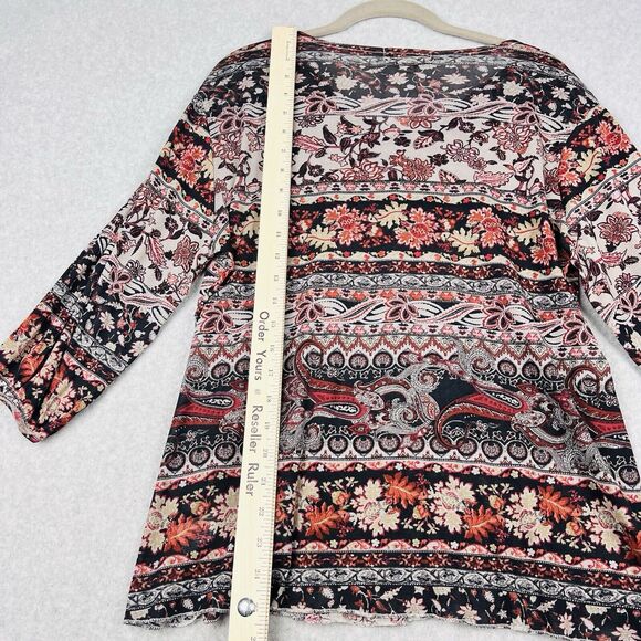 Unity World Wear Boho Top Womens XL Beige Crochet Neckline Flowy Cottagecore - Picture 10 of 15